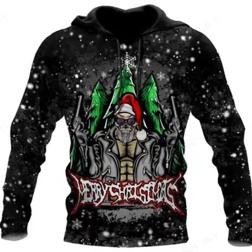 Autumn and winter European and American trendy 3D printed skull hoodie for men's hoodies