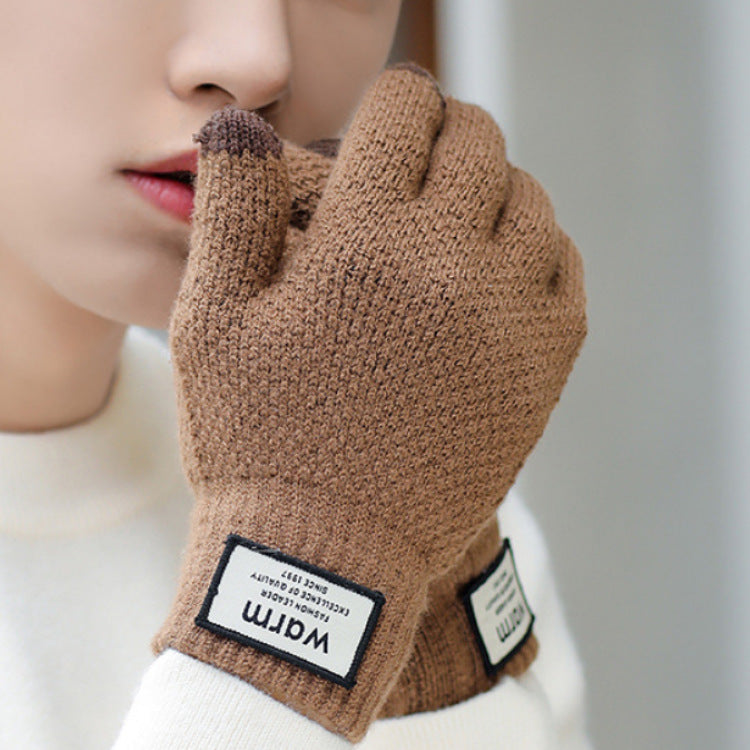 USB Warm Gloves Men's 5-Finger Knitted Touchscreen Electric Heating Gloves for Outdoor Cycling Warmth