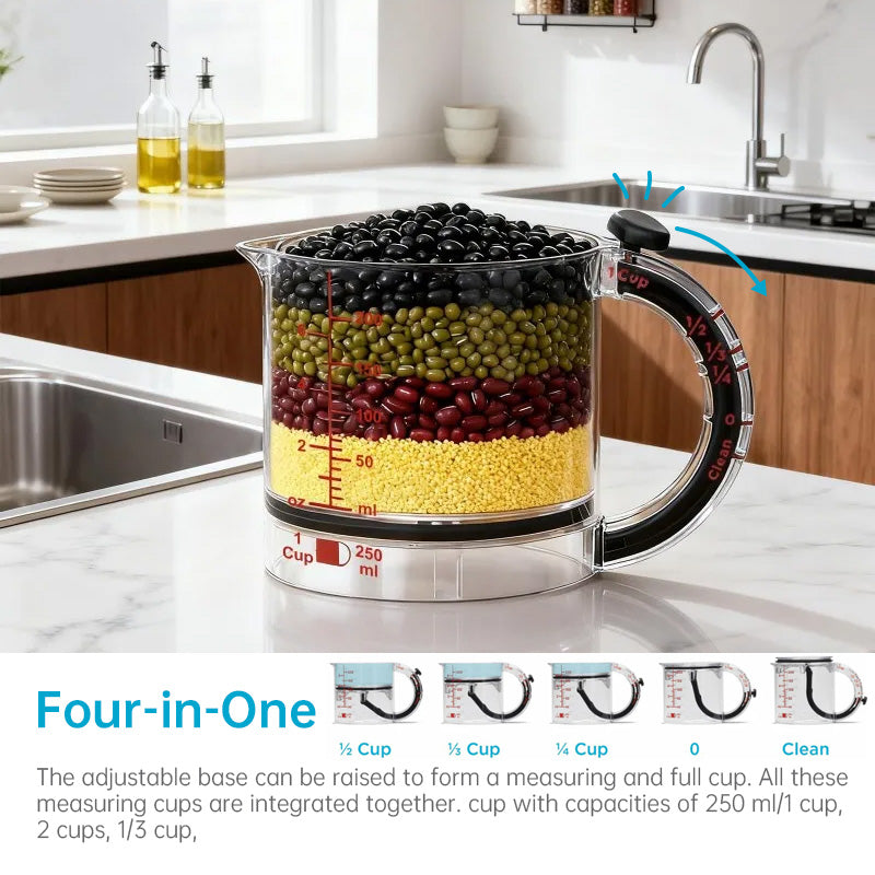 Adjustable Measuring Cube - Kitchen Cooking Cup with Scraper Seal
