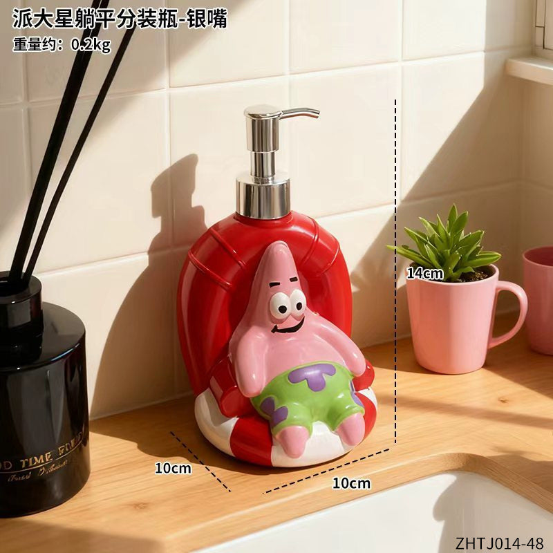Cartoon Cute Patrick Star Squeeze Bottle for Home Bathroom, High-Design Appearance, Soap Dispenser, Shower Gel Refill Bottle