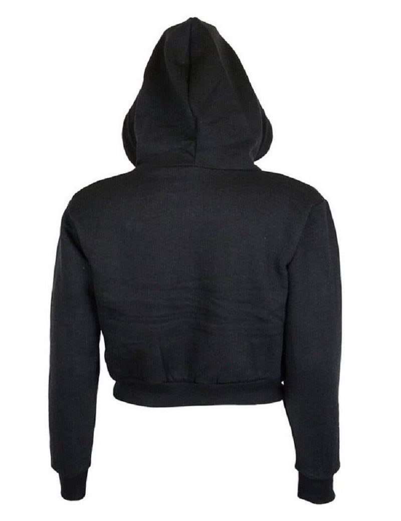 Autumn Women Hoodies Solid Crop Hoodie Long Sleeve Jumper Hooded Pullover Coat Casual Sweatshirt Top Sudaderas