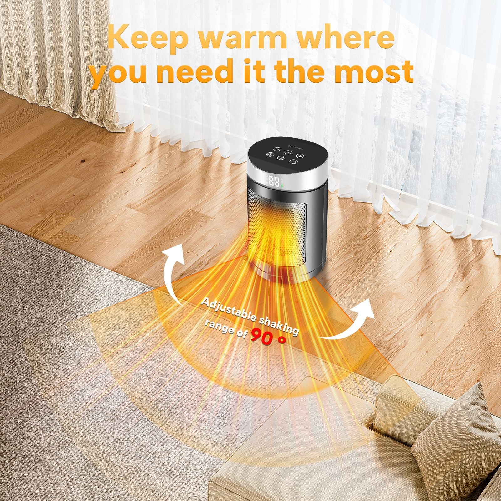 Home touch screen remote control heater desktop electric heater small solar heater