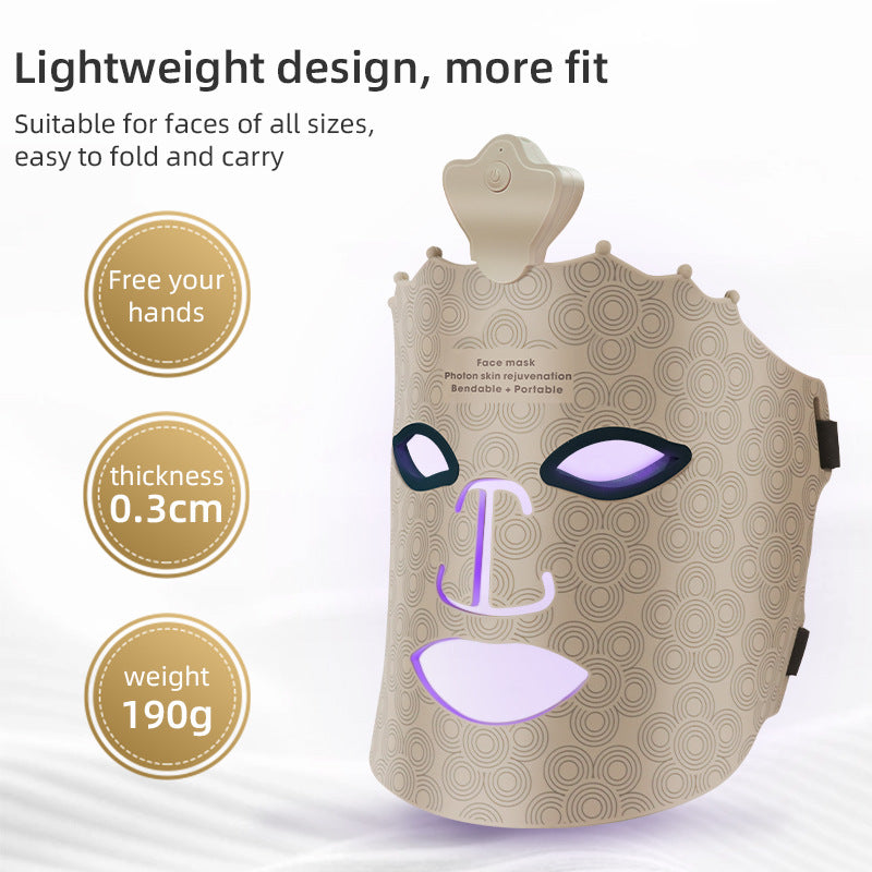 Red Light LED Beauty Facial Mask Device for Home Skin Care with Infrared Photon Therapy and Soft Silicone Material