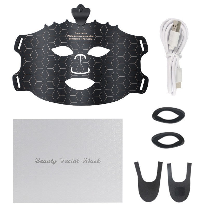 Red Light LED Beauty Facial Mask Device for Home Skin Care with Infrared Photon Therapy and Soft Silicone Material