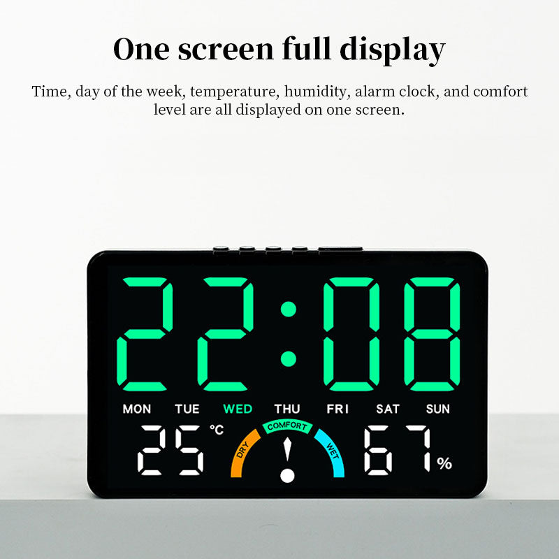 Digital Alarm Clock with Temperature & Humidity Display, Dual Alarm, Snooze