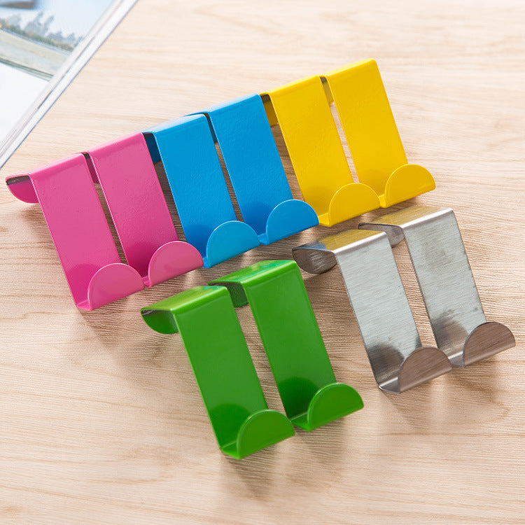 Color Stainless Steel Door Back Double-Use Hook Creative Nail-Free Hook Behind The Door Traceless Coat Hang 2 Packs