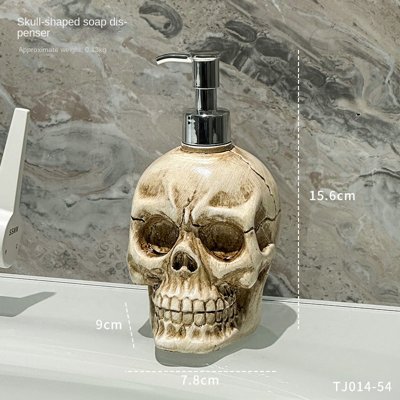 Skeleton Head Design Bathroom Dispenser Bottle, Pump Soap Bottle, Shower Gel Refill Bottle, Decorative Ornament