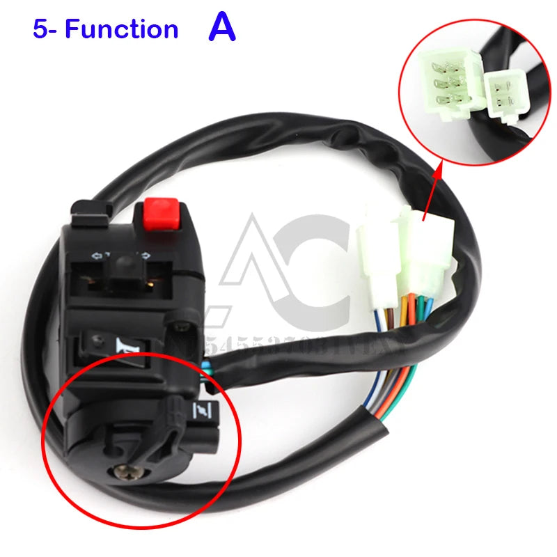 Motorcycle 5 function start switch is suitable for 50cc 70cc 90cc 110cc 125cc 150cc ATV Quad Pit Bike Buggy Go Kart
