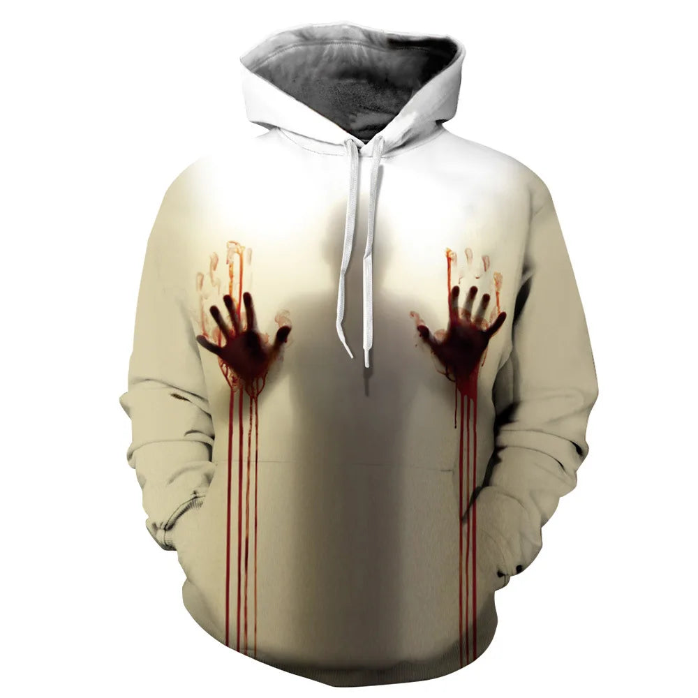 3D Print Wound Horror Blood Hoodies Sweatshirts Women Men I'M FINE Letter Hoodie Jumper Tracksuit Pullover Cosplay Tops