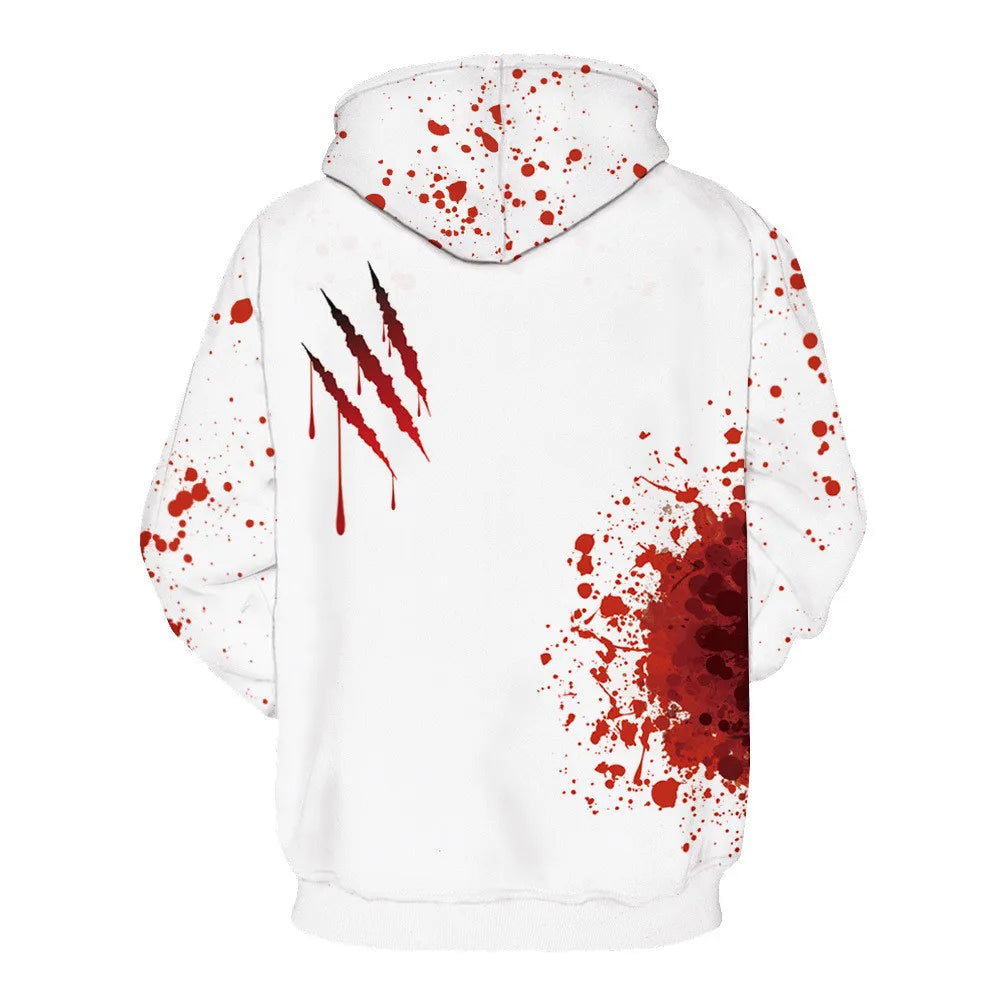 3D Print Wound Horror Blood Hoodies Sweatshirts Women Men I'M FINE Letter Hoodie Jumper Tracksuit Pullover Cosplay Tops
