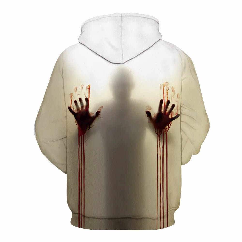 3D Print Wound Horror Blood Hoodies Sweatshirts Women Men I'M FINE Letter Hoodie Jumper Tracksuit Pullover Cosplay Tops