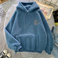Loose Pocket Hoodies Womens Fleece Flannel Pullover Female Sweatshirt