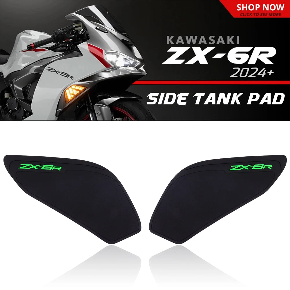 ZX-6R 2024 Tank Pad Motorcycle Accessories Fuel Tank Pad For KAWASAKI NINJA ZX-6R ZX6R Anti-Slip Side Stickers For the Tank