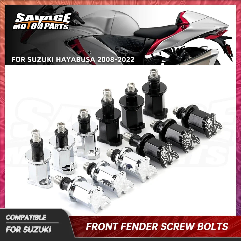 2020 HAYABUSA Motorcycle 6 PCS 3D Engraved Ball Cut Front Fender Screw Bolts For SUZUKI GSX1300R HAYABUSA 2008+ Eliminator Parts